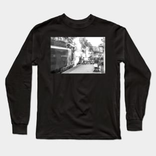 Vintage steam locomotive at the railway station Long Sleeve T-Shirt